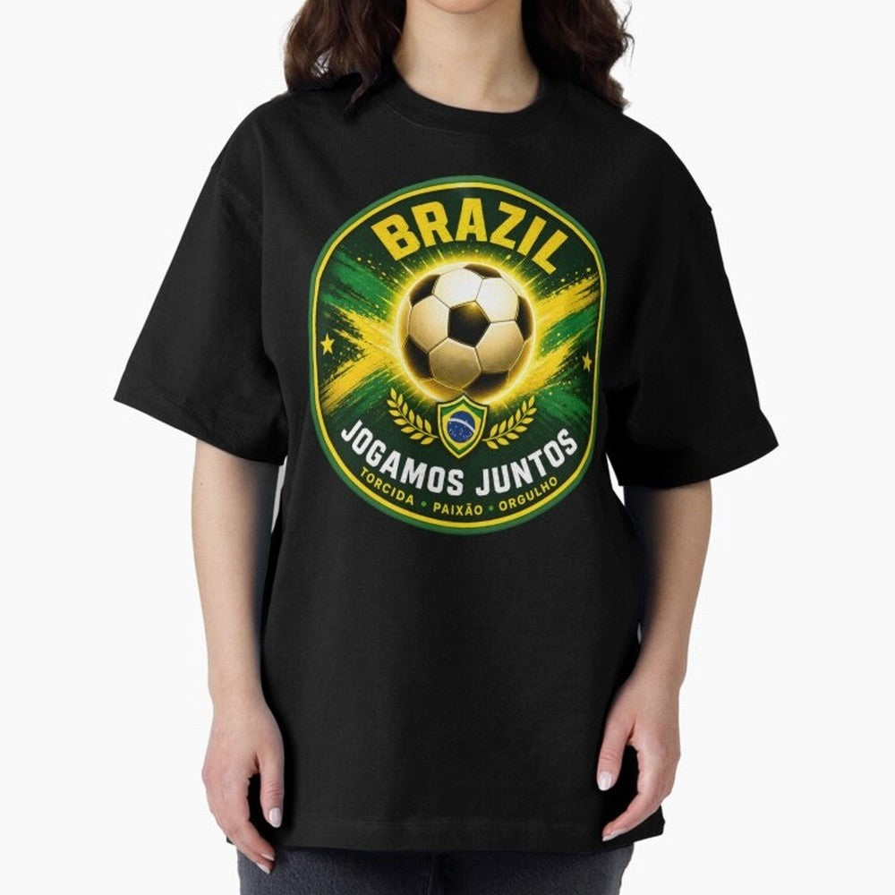 Vibrant and Elegant Brazil Soccer Emblem Classic T-Shirt Bring Stadium Energy to FIFA World Cup 2026 Group Stage Spirit, Filled with Argentina, Neymar, Haaland and Cristiano Ronaldo, Sports Nostalgia, International Competition, Famous Players and