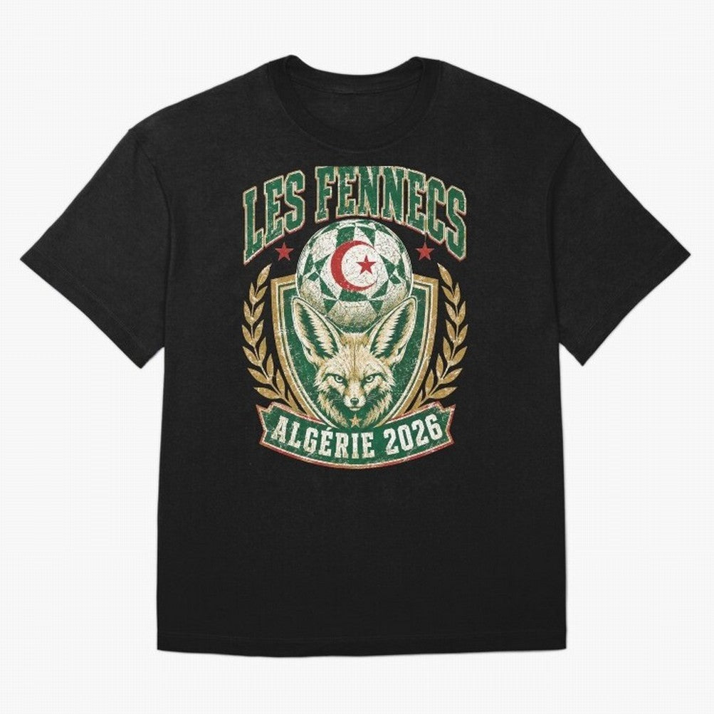 Les Fennecs Alg¨¦rie 2026 World Cup Soccer T-Shirt Classic T-Shirt Show Your Love for FIFA World Cup 2026 Spirit, with Portugal, Spain and Germany, Messi, CR7 and Mbappe, Stadium Chants, National Pride, Trophy Dreams and Unforgettable Football