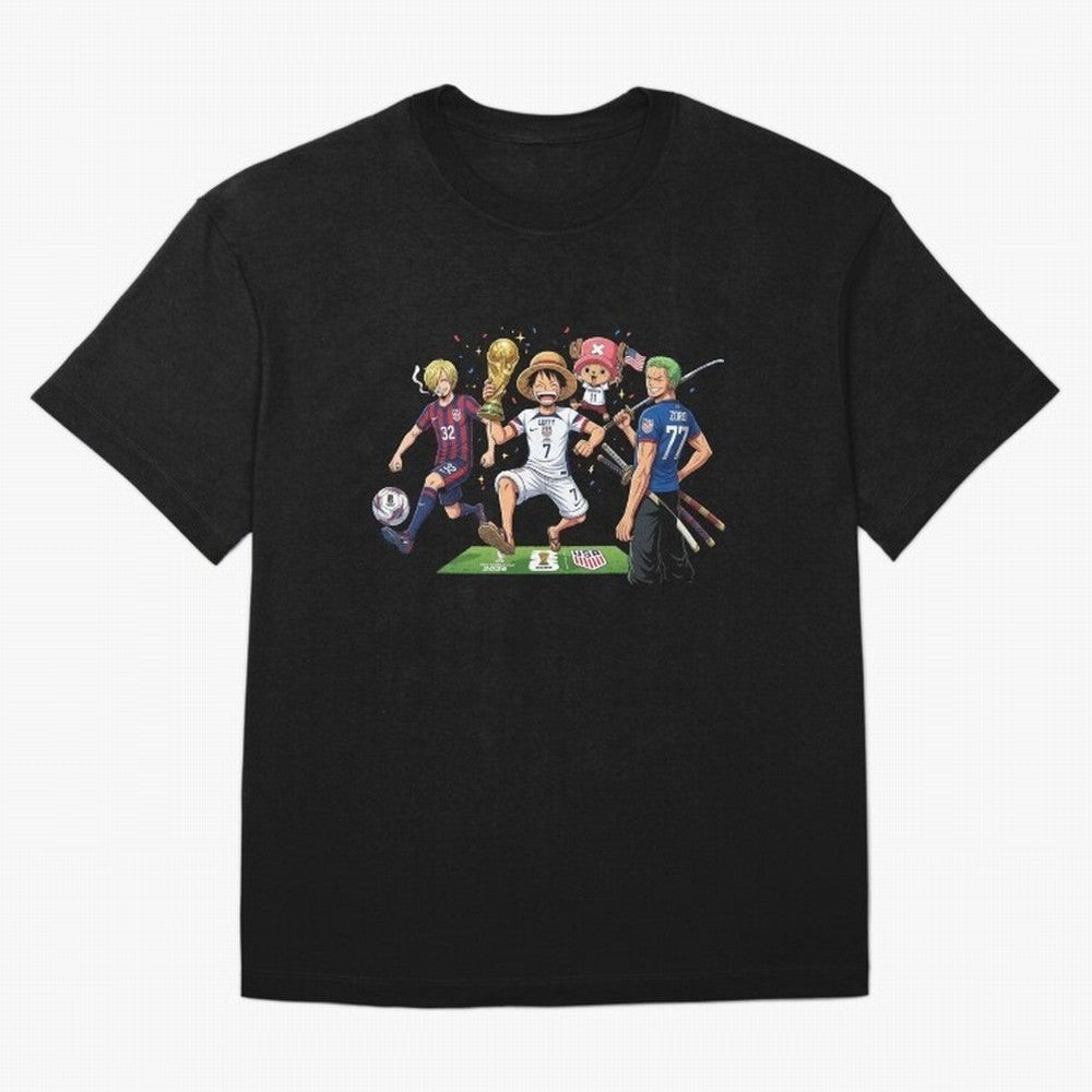 One Piece Characters Celebrating World Cup 2026 USA Classic T-Shirt Experience the Global Stage of Global Football Passion for FIFA World Cup 2026 USA Canada Mexico, Highlighting Mbappe, Spain and Netherlands, Fan Favorite Moments, National Team