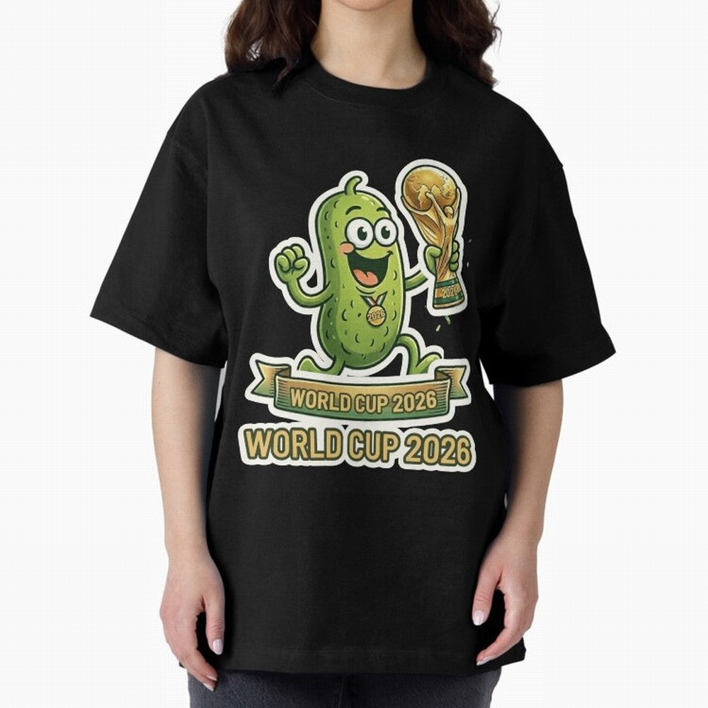 World Cup 2026 Pickle Champion Shirt ¨C Funny Soccer Pickle Mascot Holding Trophy, Cute Football Cartoon Design for Fans Sticker Mug Classic T-Shirt Make Every Match About FIFA World Cup 2026 USA Canada Mexico for Fans of Messi, Neymar and Mbappe