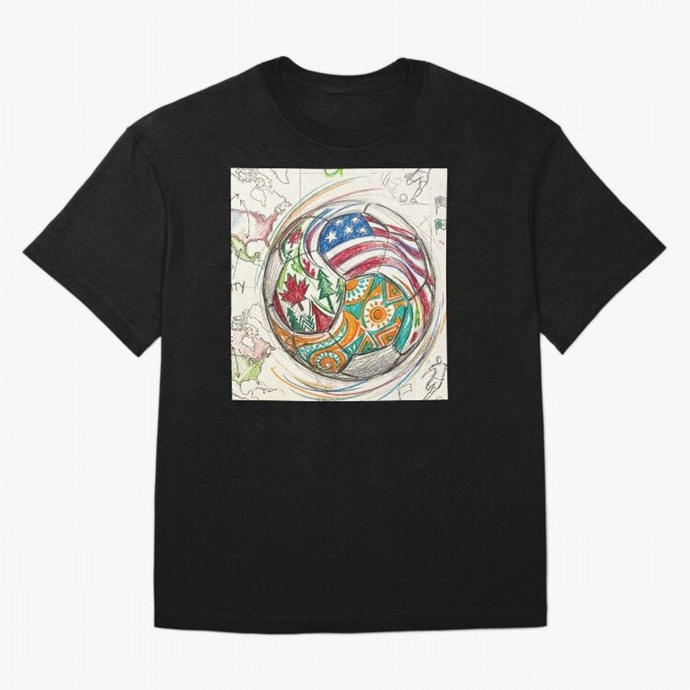 FIFA 2026 World Cup Unity Ball - Hand-Drawn Host Nations Art Classic T-Shirt Bring Supporter Culture to Global Football Passion for FIFA World Cup 2026 Group Stage, Driven by Haaland, England, Championship Spirit, Famous Goals, Roaring Crowds and
