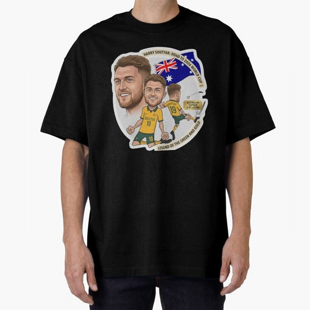 Harry Souttar Australia Football Legend Cartoon Illustration Classic T-Shirt Celebrate the Next Chapter of FIFA World Cup 2026 for Fans of Haaland and Mbappe and France and Portugal, Bringing Champion Mindset, Group Stage Buzz, Knockout Tension and