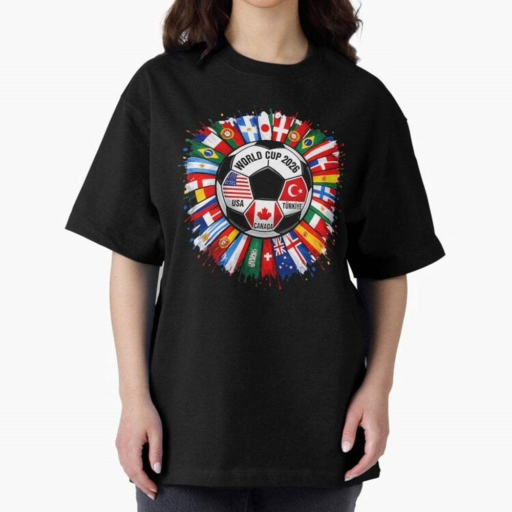 World Cup 2026 Shirt Soccer Tournament Fan Design International Flags Football Graphic Tee Sports Lover Gift Classic T-Shirt Honor Football Greatness during Match Day Hype around FIFA World Cup 2026, Messi, CR7 and Mbappe, Brazil, Portugal and