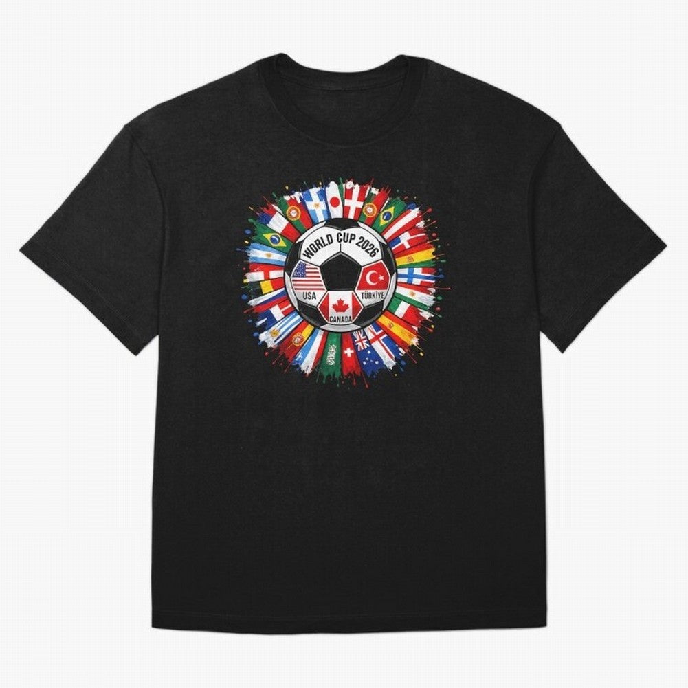 World Cup 2026 Shirt Soccer Tournament Fan Design International Flags Football Graphic Tee Sports Lover Gift Classic T-Shirt Honor Football Greatness during Match Day Hype around FIFA World Cup 2026, Messi, CR7 and Mbappe, Brazil, Portugal and