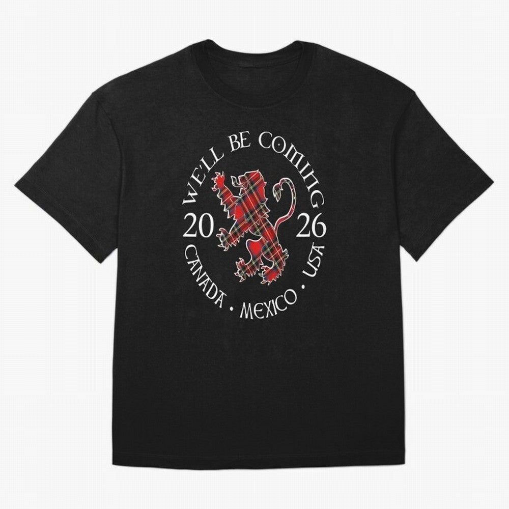 We'll be Coming Scotland Football Tee Scottish World Cup Classic T-Shirt Celebrate Football Heritage in Global Football Passion for FIFA World Cup 2026 USA Canada Mexico, Celebrating Messi and Cristiano Ronaldo, Argentina, Classic Soccer Heritage,