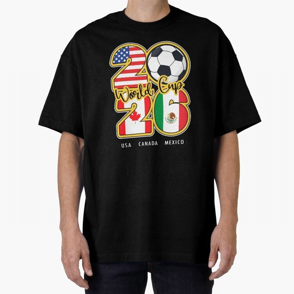 Usa Canada Mexico Soccer 2026 Oversized T-Shirt Celebrate Rivalries and Pride in Global Football Passion for FIFA World Cup 2026 USA Canada Mexico, Connected to Haaland, Germany, Football Festival Excitement, Trophy Ambitions, Country Rivalries and