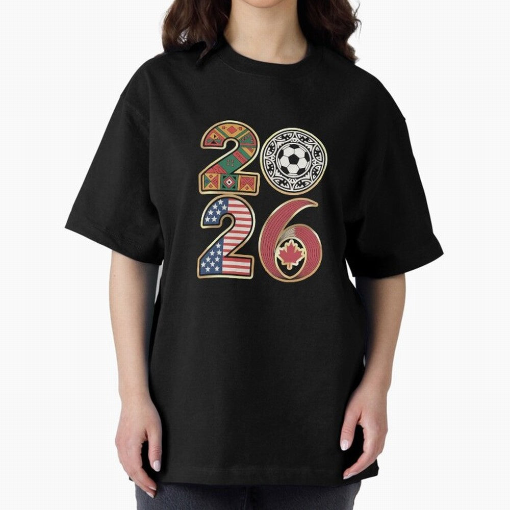 2026 Football Countries Design ¨C USA, Canada & Mexico Inspired Art Oversized T-Shirt Celebrate the Biggest Stage of the FIFA World Cup 2026 Journey through Mbappe Highlights, Brazil, Portugal and Argentina Pride, Stadium Chants, National Pride,