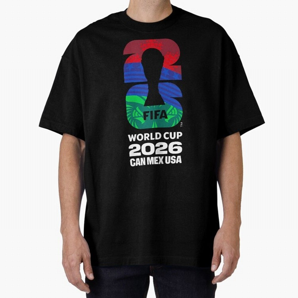 World Cup26 Host Country Logo Flags Oversized T-Shirt Bring a Vintage Feel to Global Football Passion for FIFA World Cup 2026, Filled with Neymar, Haaland and Cristiano Ronaldo, Argentina, Championship Spirit, Famous Goals, Roaring Crowds and