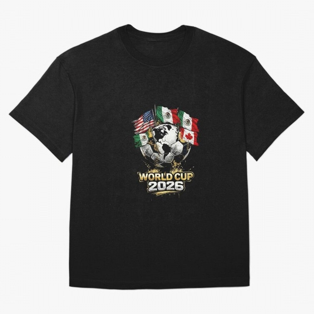Fifa 2026 World Cup Flags Football Graphic Tee Oversized T-Shirt Upgrade Match Day Hype around FIFA World Cup 2026 Group Stage, Messi, CR7 and Mbappe, Brazil, Stadium Chants, National Pride, Trophy Dreams and Unforgettable Football Memories;