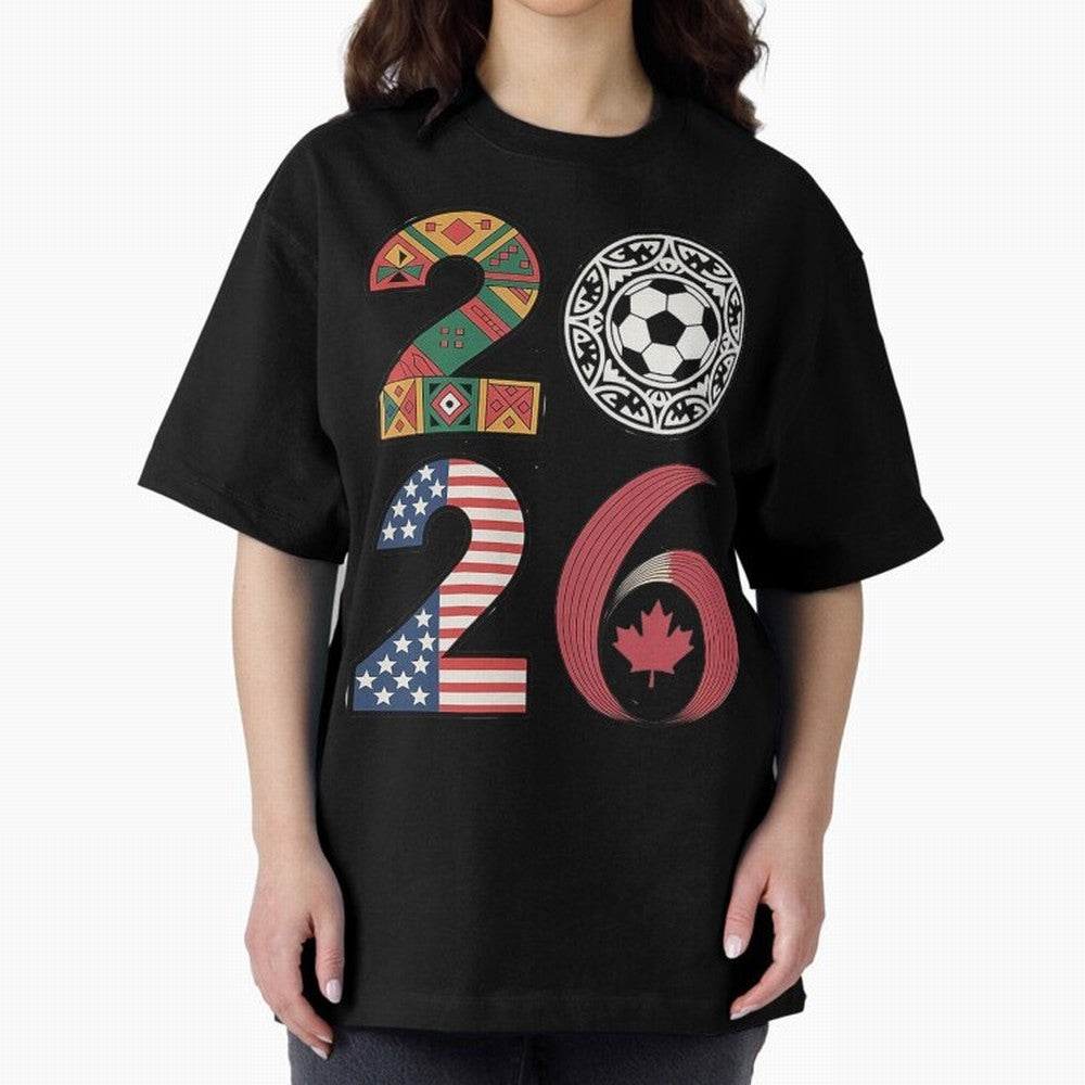 2026 Football Countries Oversized T-Shirt Enjoy Match Day Hype around FIFA World Cup 2026 USA Canada Mexico, Mbappe and Neymar, England, Stadium Chants, National Pride, Trophy Dreams and Unforgettable Football Memories; Great for Watch Parties,