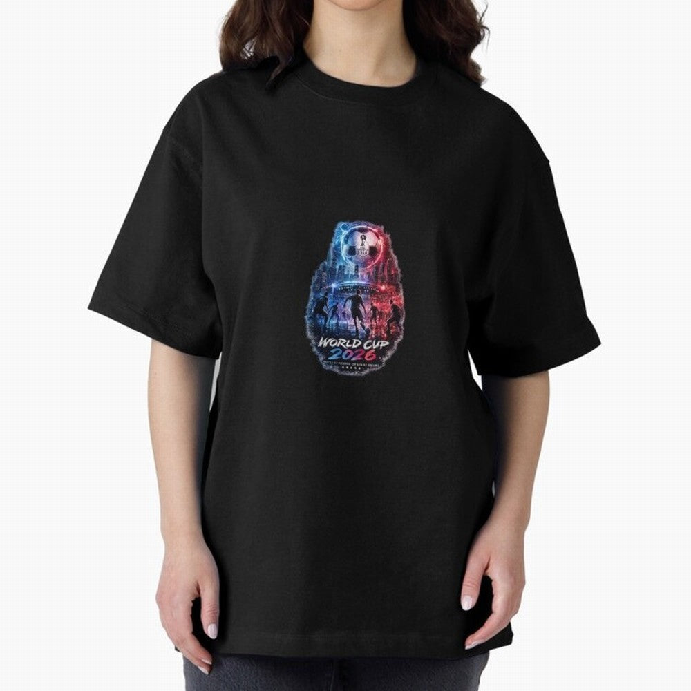 Copy of World Cup 2026 ¨C United Passion ?? | Neon Football Design Oversized T-Shirt Carry the Colors and Pride of the FIFA World Cup 2026 USA Canada Mexico Journey through Mbappe Highlights, Germany Pride, Stadium Chants, National Pride, Trophy