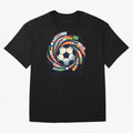 2D World Cup 2026 Football Spiral Flag Design T-Shirt Oversized T-Shirt Celebrate FIFA World Cup 2026 for Fans of Messi and England and Germany, Bringing Football Festival Excitement, Trophy Ambitions, Country Rivalries and Star Player Buzz;