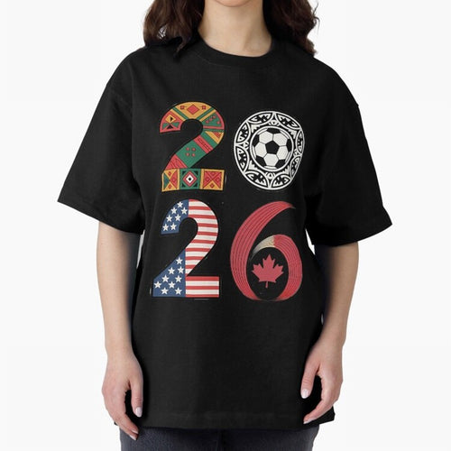 2026 Football Countries Design Usa Canada Mexico Inspired Oversized T-Shirt Celebrate Football Heritage in FIFA World Cup 2026 Centered on Messi and Cristiano Ronaldo, Argentina, France and Brazil Energy, Football Passion, Legendary Performances,