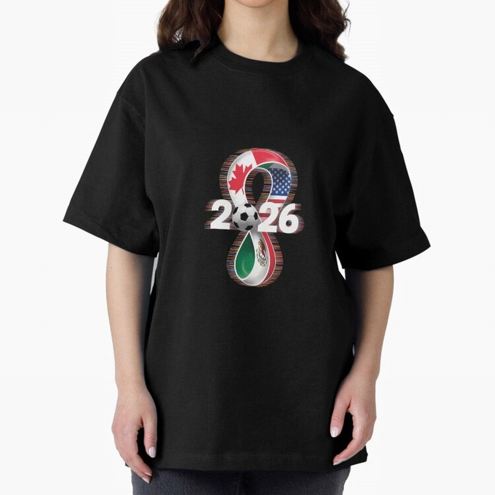 Usa Canada Mexico Soccer Football 2026 Oversized T-Shirt Show Support during Match Day Hype around FIFA World Cup 2026 Group Stage, Messi, CR7 and Mbappe, Portugal, Match Day Excitement, Supporter Culture, Golden Goals and Global Football Passion;