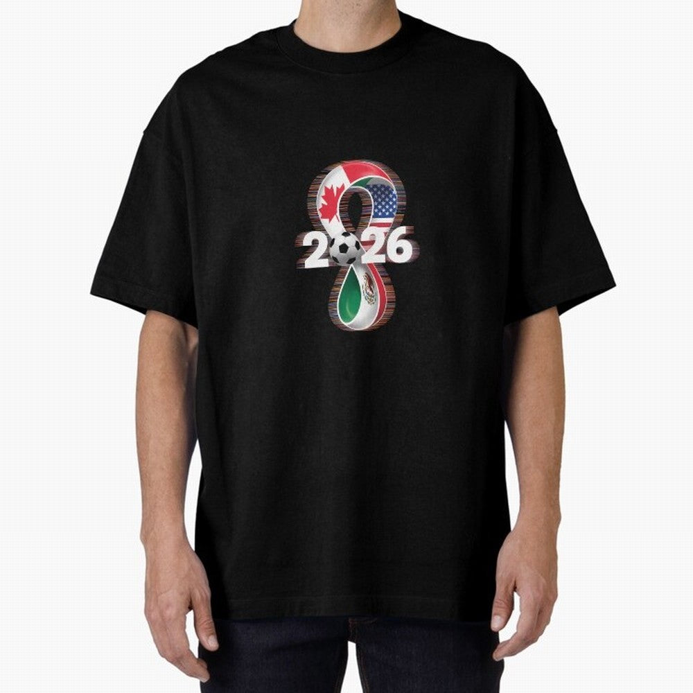 Usa Canada Mexico Soccer Football 2026 Oversized T-Shirt Show Support during Match Day Hype around FIFA World Cup 2026 Group Stage, Messi, CR7 and Mbappe, Portugal, Match Day Excitement, Supporter Culture, Golden Goals and Global Football Passion;