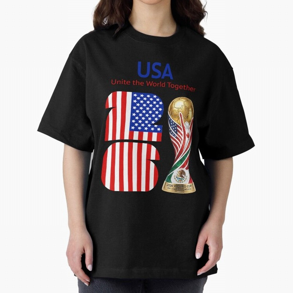 World Cup 2026, IMG 020, USA 001 Oversized T-Shirt Celebrate Supporters United by FIFA World Cup 2026 USA Canada Mexico with Neymar, Argentina and Brazil Energy, Championship Spirit, Famous Goals, Roaring Crowds and International Football Unity;