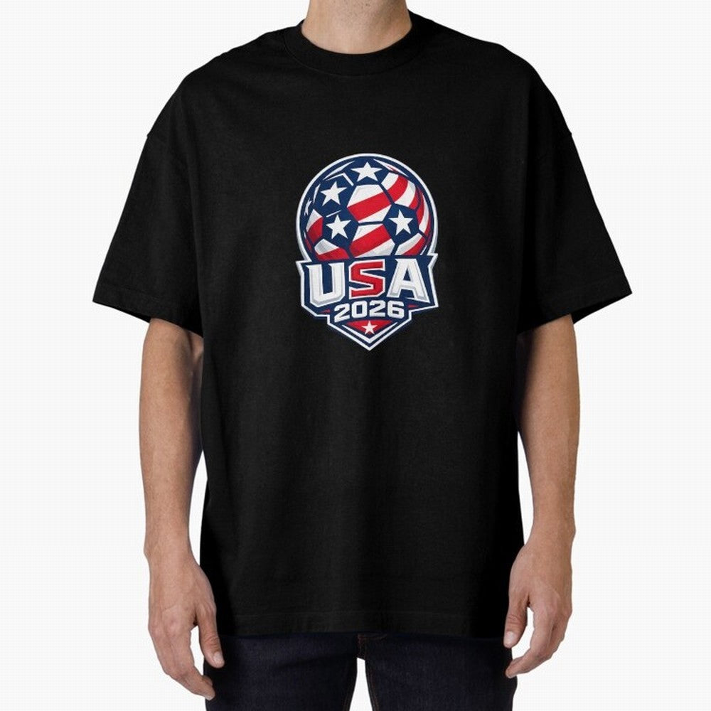 Usa 2026 World Cup - Star Spangled Soccer - American Host Fan Oversized T-Shirt Feel the Trophy Chase of FIFA World Cup 2026 for Fans of CR7 and Messi and England, France and Netherlands, Bringing Tournament Hype, Historic Matchups, Family Viewing