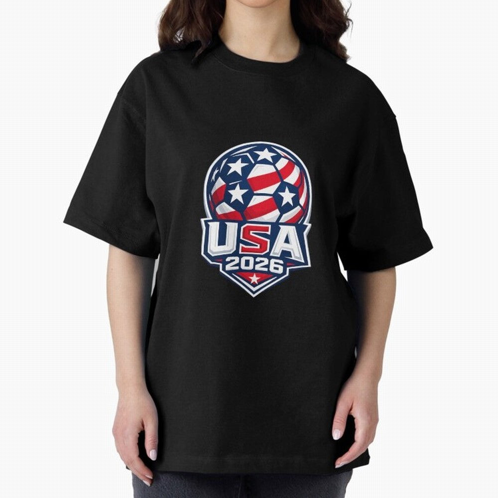 Usa 2026 World Cup - Star Spangled Soccer - American Host Fan Oversized T-Shirt Feel the Trophy Chase of FIFA World Cup 2026 for Fans of CR7 and Messi and England, France and Netherlands, Bringing Tournament Hype, Historic Matchups, Family Viewing