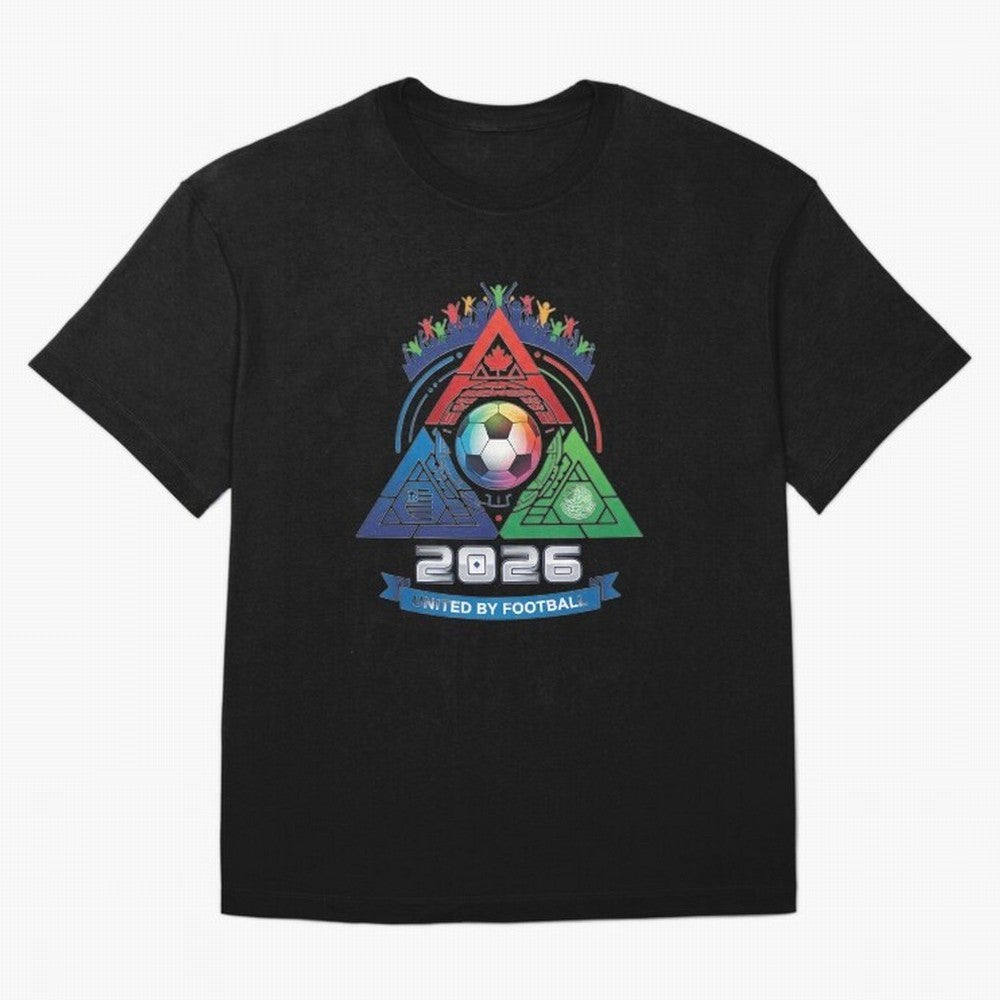 Triangular United By Football World Cup 2026 Emblem Oversized T-Shirt Get Ready for FIFA World Cup 2026 Group Stage for Fans of Neymar and Netherlands, Bringing Stadium Memories, Football Loyalty, International Chants and Championship Tradition;
