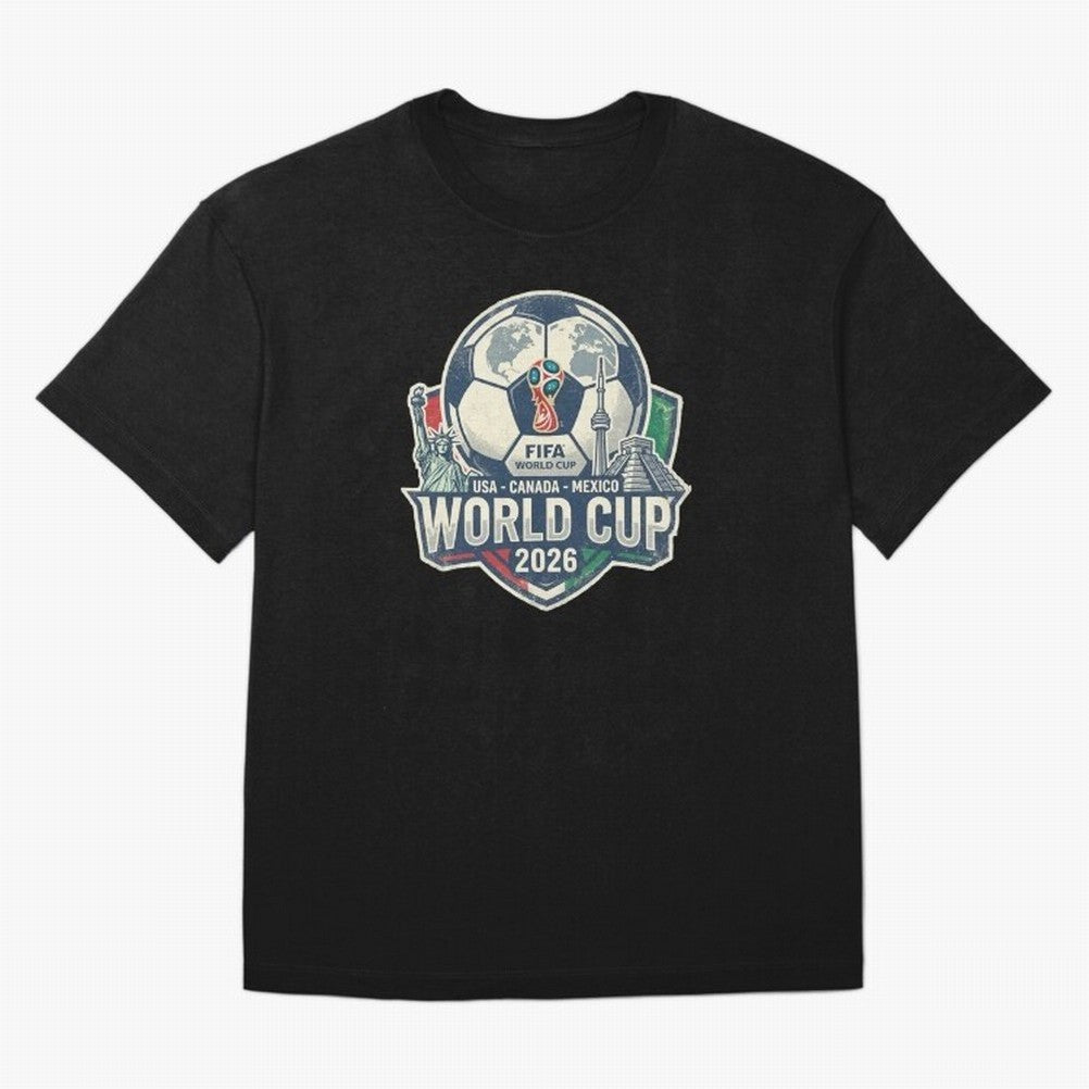 North America United Soccer 2026 Vintage Crest Oversized T-Shirt Celebrate Unforgettable Nights in Global Football Passion for FIFA World Cup 2026, Capturing Neymar, Haaland and Cristiano Ronaldo, Spain and Netherlands, Football Festival