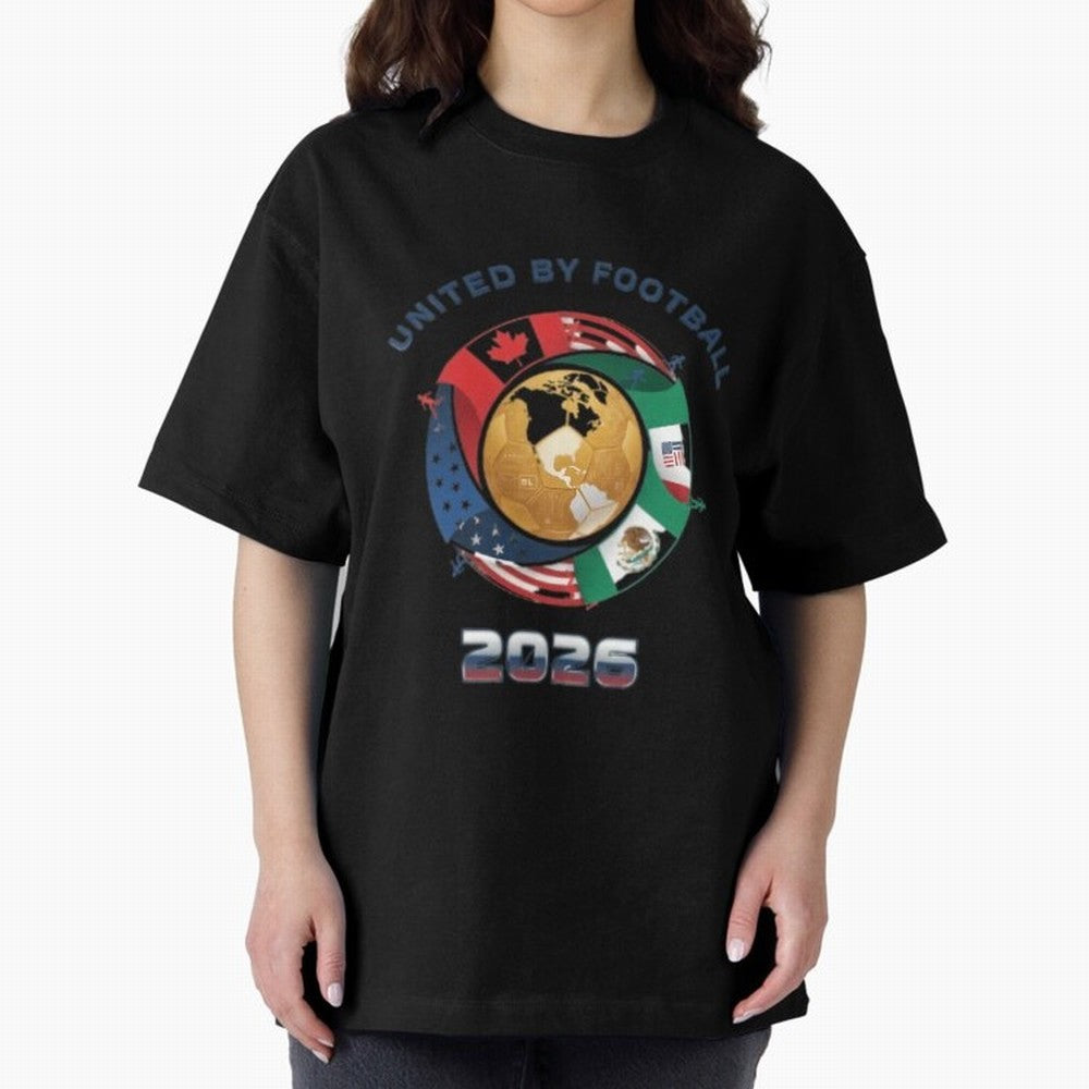 United By Football 2026 Oversized T-Shirt Celebrate the Magic of the FIFA World Cup 2026 USA Canada Mexico Journey through Mbappe and Neymar Highlights, France and Portugal Pride, Football Passion, Legendary Performances, Festival Vibes and