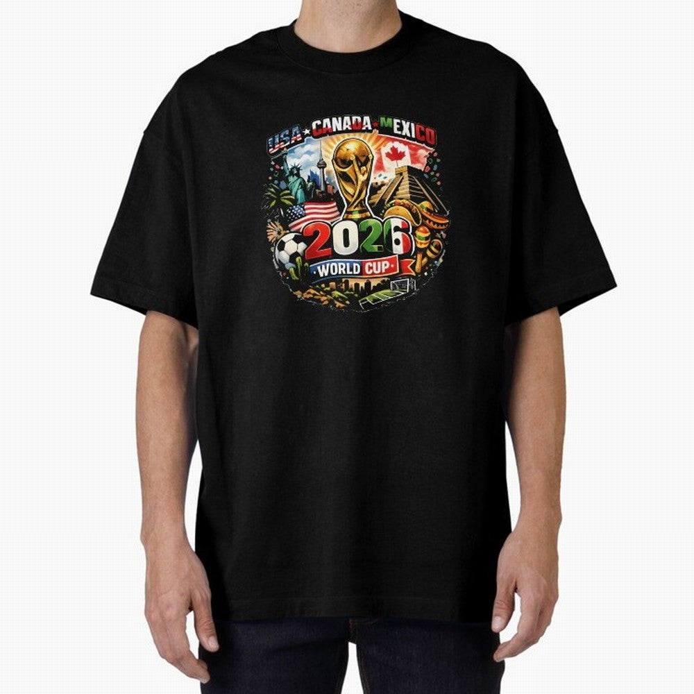 World Cup 2026 Funny Soccer Tournament 2026 T-Shirt_88656674 Oversized T-Shirt Share the Excitement of Global Football Passion for FIFA World Cup 2026 Group Stage, Built around Messi and Cristiano Ronaldo, France and Portugal, Vintage Soccer