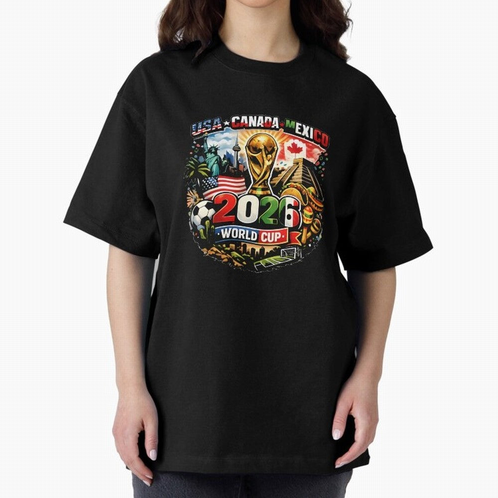 World Cup 2026 Funny Soccer Tournament 2026 T-Shirt_88656674 Oversized T-Shirt Celebrate the Road through FIFA World Cup 2026 Group Stage for Fans of Messi, CR7 and Mbappe and Brazil, Bringing Champion Mindset, Group Stage Buzz, Knockout Tension