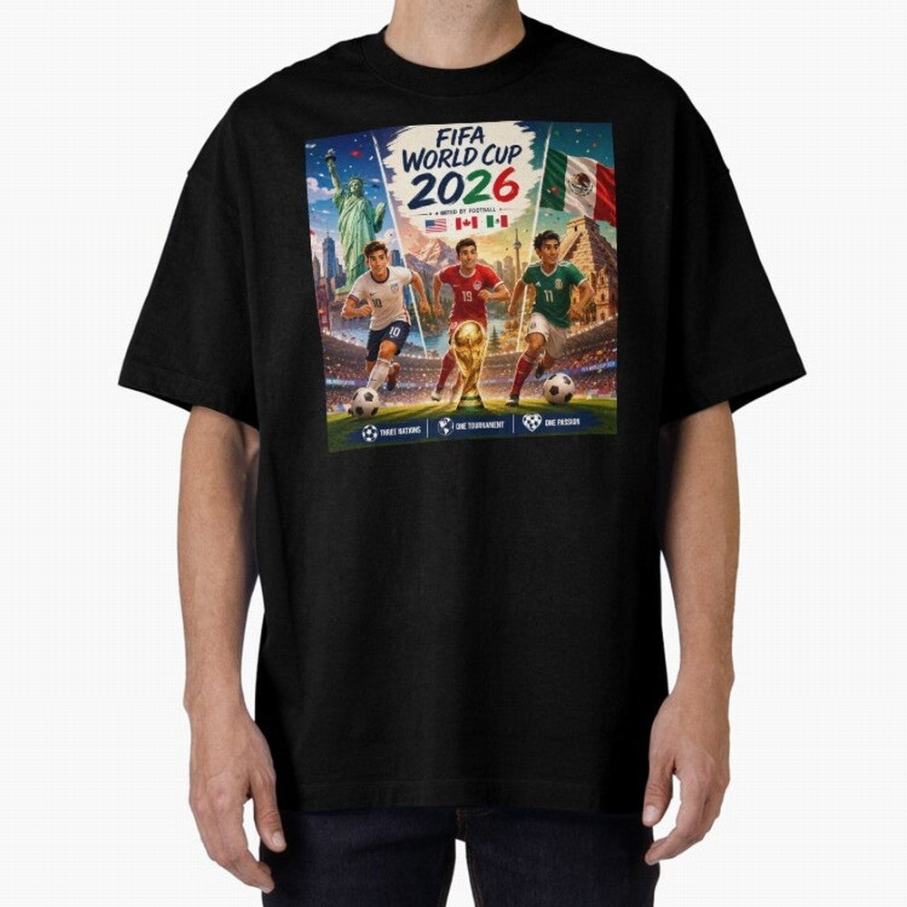 United by Football 2026 #football 2026 Oversized T-Shirt Celebrate FIFA World Cup 2026 USA Canada Mexico for Fans of Mbappe and Neymar and France and Portugal, Bringing Football Passion, Legendary Performances, Festival Vibes and Supporter