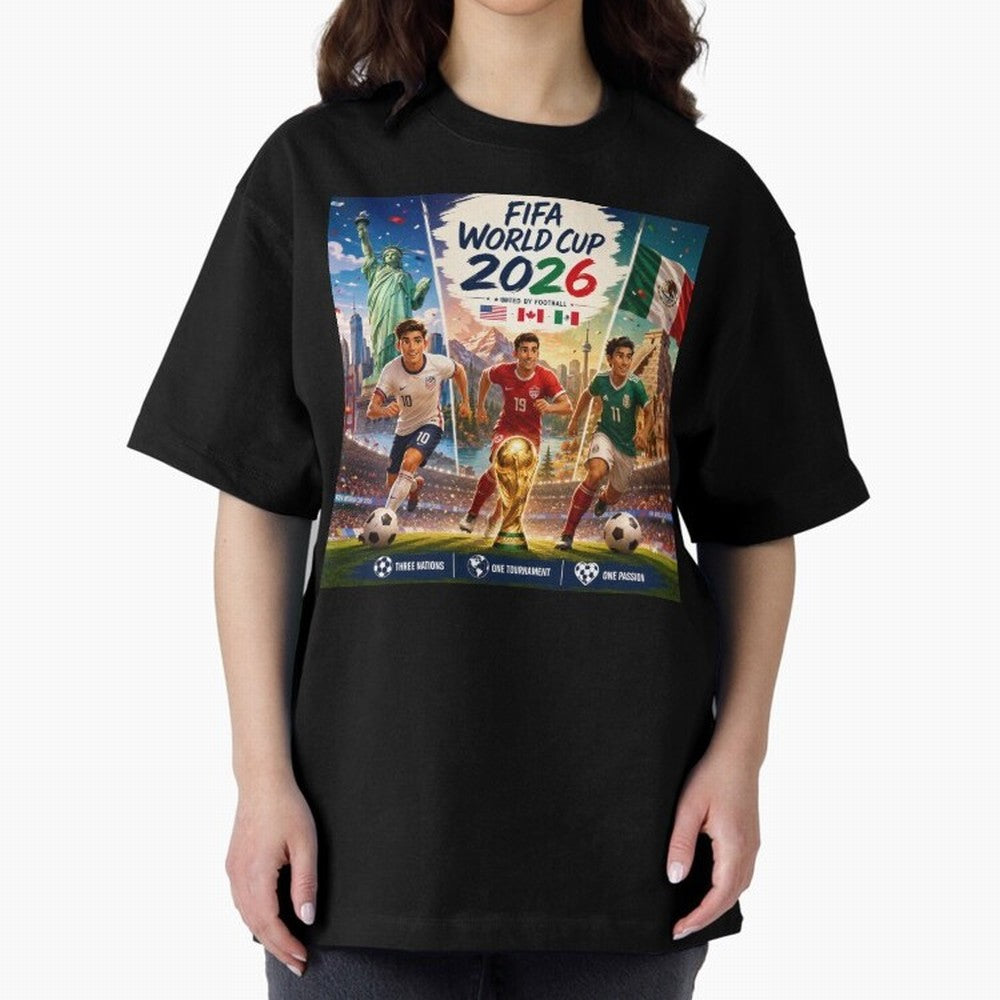 United by Football 2026 #football 2026 Oversized T-Shirt Celebrate FIFA World Cup 2026 USA Canada Mexico for Fans of Mbappe and Neymar and France and Portugal, Bringing Football Passion, Legendary Performances, Festival Vibes and Supporter