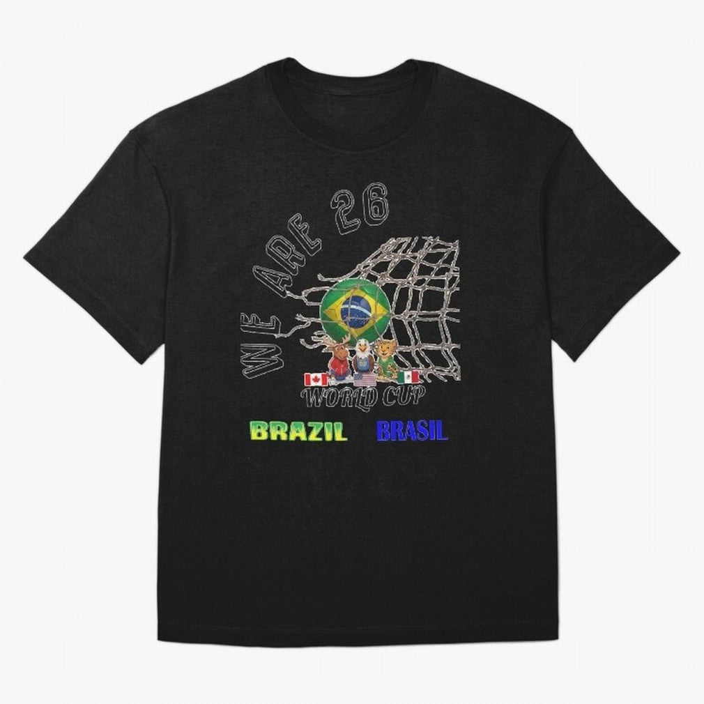 World Cup 26 - Brazil Oversized T-Shirt Celebrate the Stars of FIFA World Cup 2026 Group Stage Highlighting Messi, Neymar and Mbappe, Brazil, Portugal and Argentina Energy, Sports Nostalgia, International Competition, Famous Players and