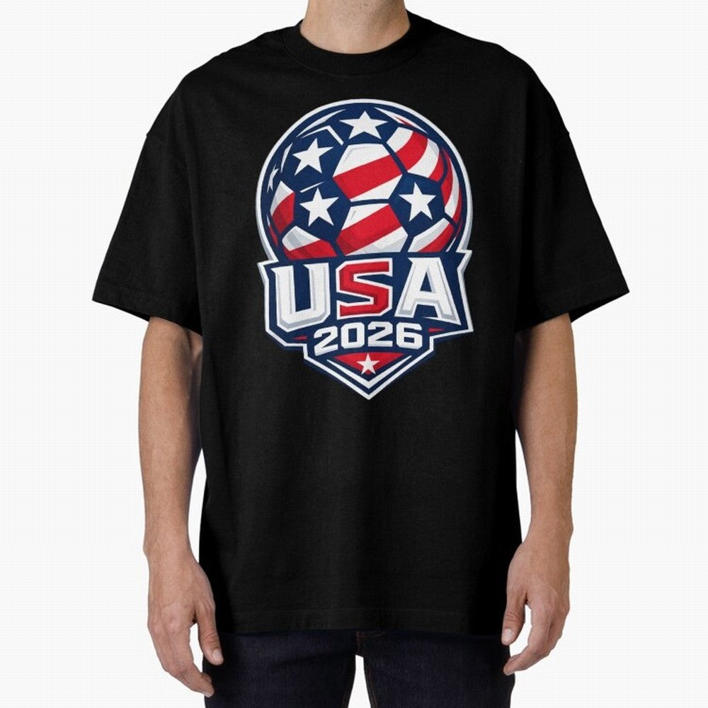 USA 2026 World Cup T-Shirt - Star Spangled Soccer Design - American Host Fan Tee Oversized T-Shirt Represent Fans Who Live for the FIFA World Cup 2026 Group Stage Journey through Messi, Neymar and Mbappe Highlights, France Pride, Soccer Culture,