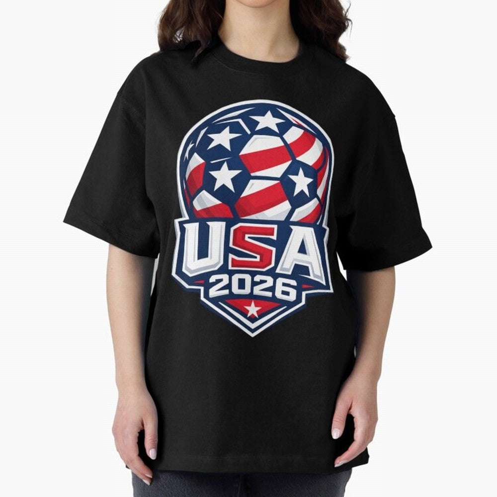 USA 2026 World Cup T-Shirt - Star Spangled Soccer Design - American Host Fan Tee Oversized T-Shirt Represent Fans Who Live for the FIFA World Cup 2026 Group Stage Journey through Messi, Neymar and Mbappe Highlights, France Pride, Soccer Culture,