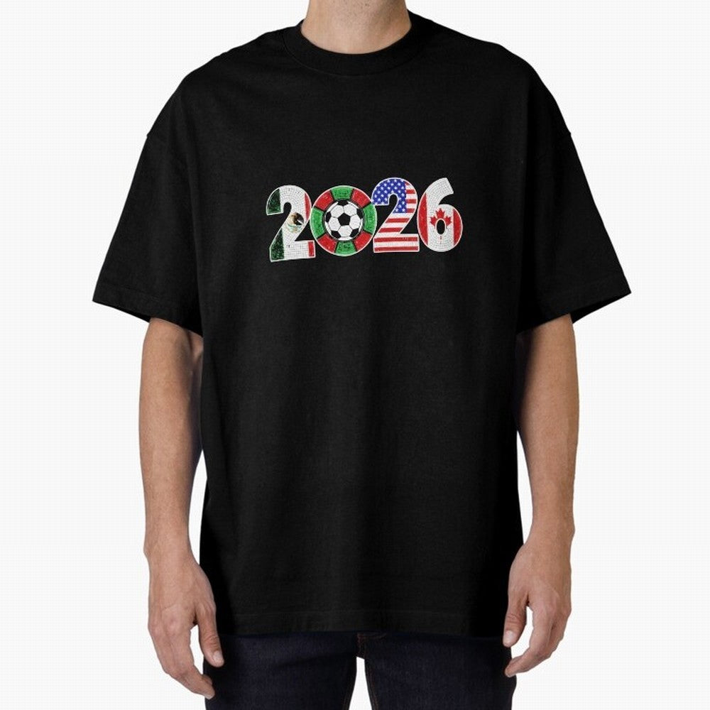 North American Soccer Spirit Team 2026 T-Shirt_82770209 Oversized T-Shirt Celebrate Golden Goal Energy in the FIFA World Cup 2026 USA Canada Mexico Journey through Mbappe and Neymar Highlights, England and Germany Pride, Supporter Pride, Iconic