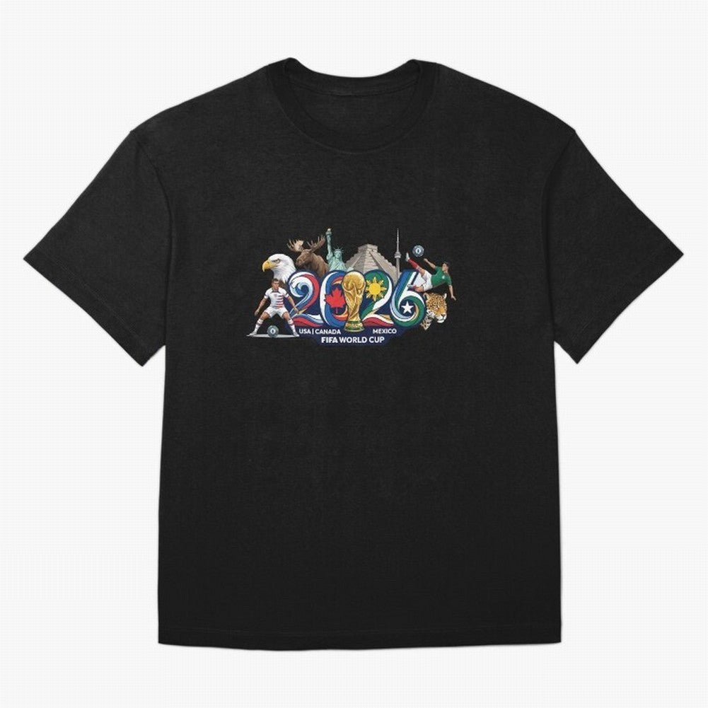 FIFA World Cup 2026 North America: USA Canada Mexico United Nations of Football Oversized T-Shirt Show Your Love for Global Football Passion for FIFA World Cup 2026, Driven by CR7 and Messi, England, Football Festival Excitement, Trophy Ambitions,