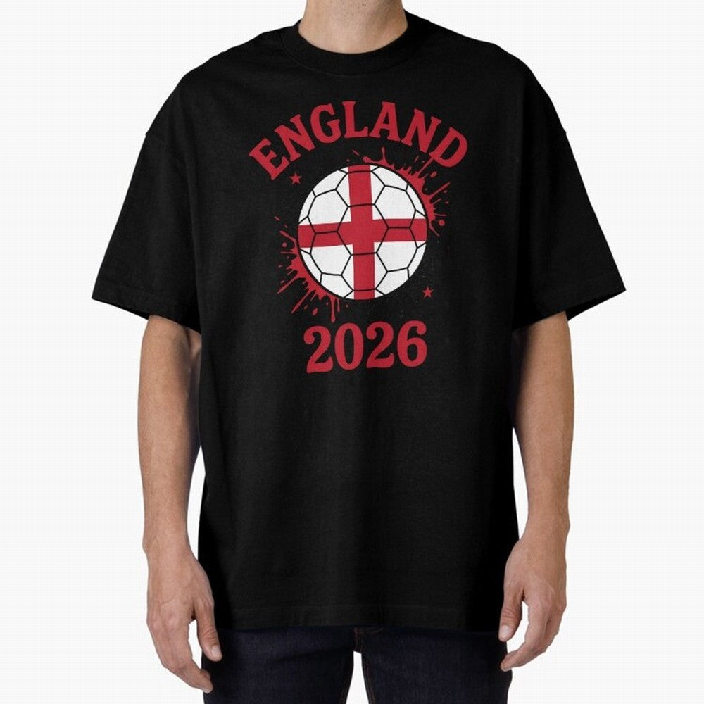 England World Cup 2026 football supporter| St George Cross Football Oversized T-Shirt Bring Bold Fan Energy to Match Day Hype around FIFA World Cup 2026, Haaland, Portugal, Stadium Chants, National Pride, Trophy Dreams and Unforgettable Football