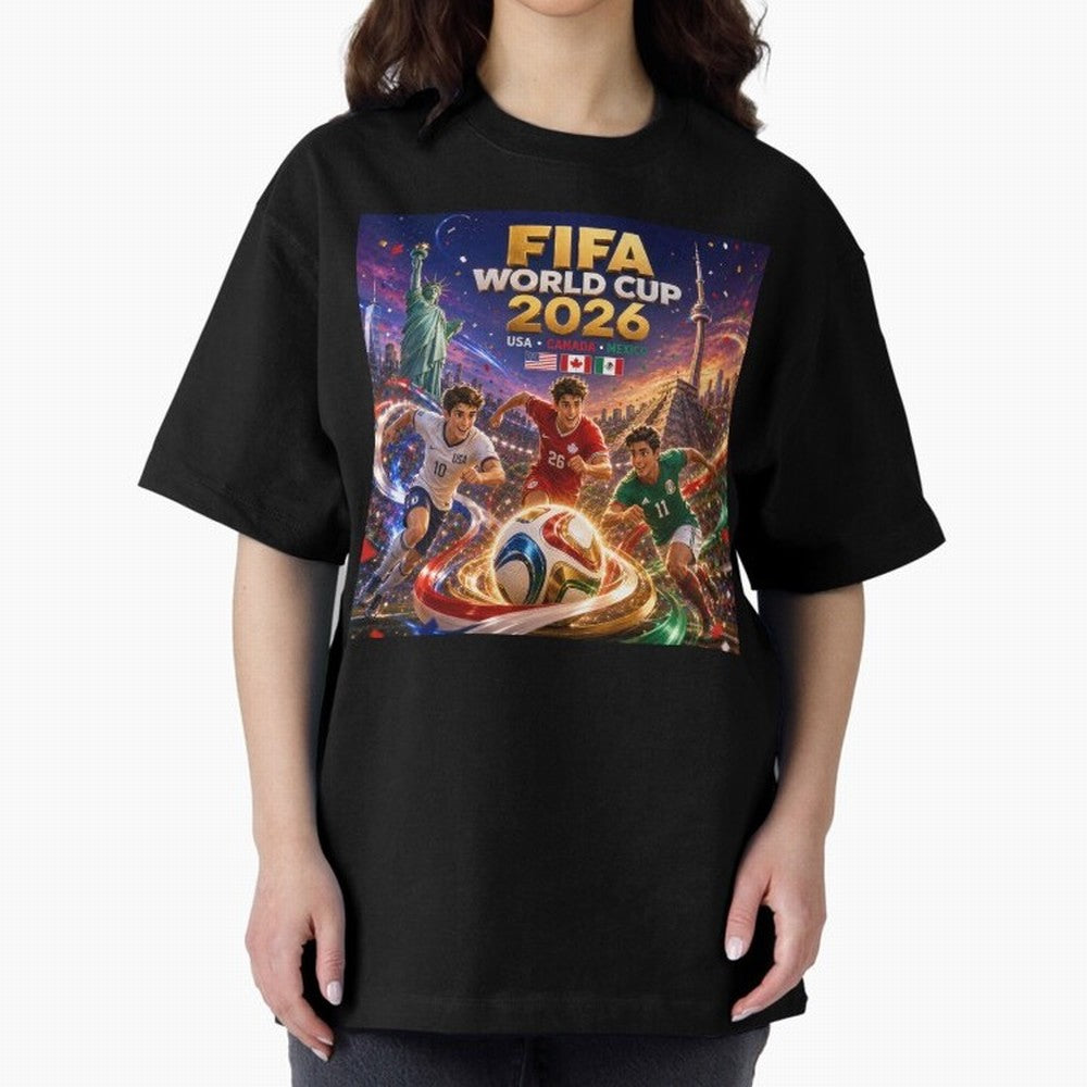 Host Nations Football 2026 #football 2026 Oversized T-Shirt Upgrade Match Day Hype around FIFA World Cup 2026, Mbappe and Neymar, Argentina, Retro Football Energy, Iconic Rivalries, Trophy Chase Drama and Stadium Atmosphere; Ideal for Football