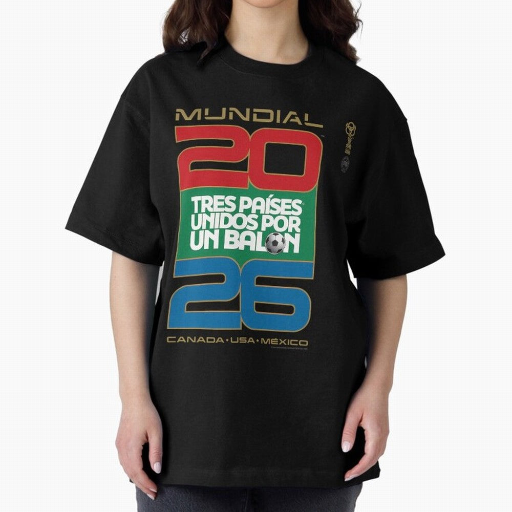 Mundial 26 Three Nations United By A Soccer Ball. Unidos Por Un Baln - World Cup Oversized T-Shirt Fuel the Hype around FIFA World Cup 2026 for Fans of Cristiano Ronaldo, Haaland and CR7 and Germany, Bringing Championship Spirit, Famous Goals,