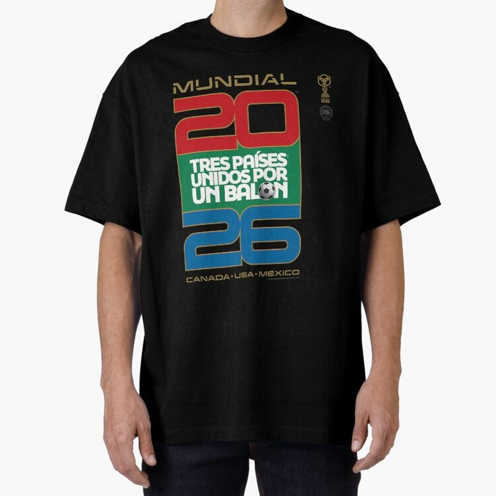 Mundial 26 Three Nations United By A Soccer Ball. Unidos Por Un Baln - World Cup Oversized T-Shirt Fuel the Hype around FIFA World Cup 2026 for Fans of Cristiano Ronaldo, Haaland and CR7 and Germany, Bringing Championship Spirit, Famous Goals,