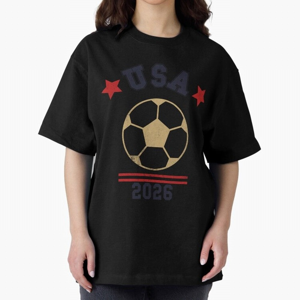 USA Soccer Fan 2026 Jersey Style Design Oversized T-Shirt Bring Global Tournament Vibes to Match Day Hype around FIFA World Cup 2026, CR7 and Messi, Germany, Tournament Hype, Historic Matchups, Family Viewing Parties and Global Sports Pride;