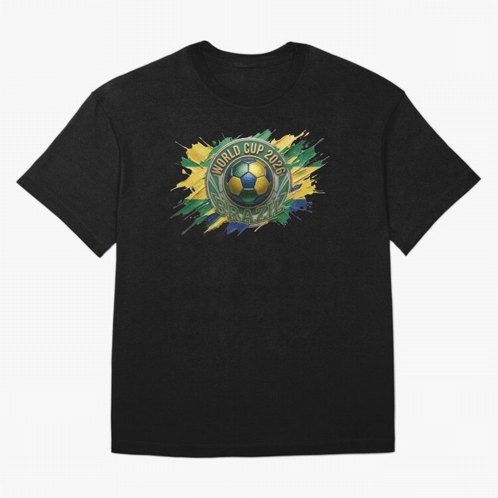 World Cup 2026 Brazil Soccer Ball Paint Splash Oversized T-Shirt Support Your Favorite Stars during the FIFA World Cup 2026 Group Stage Journey through Mbappe Highlights, Netherlands Pride, Match Day Excitement, Supporter Culture, Golden Goals and
