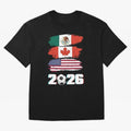USA Canada Mexico Flag 2026 Cup Brush Art Oversized T-Shirt Celebrate Every Goal in FIFA World Cup 2026 Group Stage for Fans of CR7 and Messi and Argentina and Brazil, Bringing Goal Celebration Energy, Supporter Heritage, Football Icons and