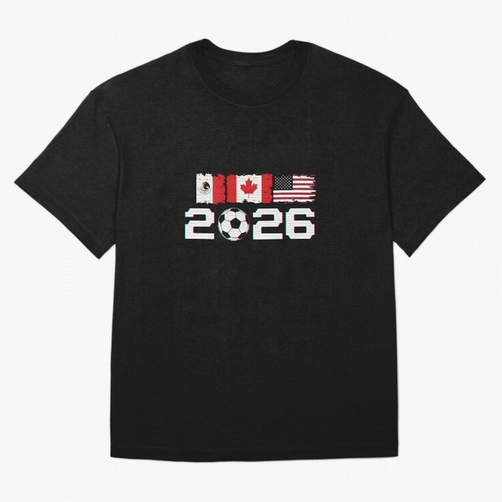 Glitched United 2026 Cup - North America Emblem Part 2 T-Shirt_82924673 Oversized T-Shirt Bring a Vintage Feel to the FIFA World Cup 2026 Journey through Messi Highlights, Netherlands Pride, Sports Nostalgia, International Competition, Famous