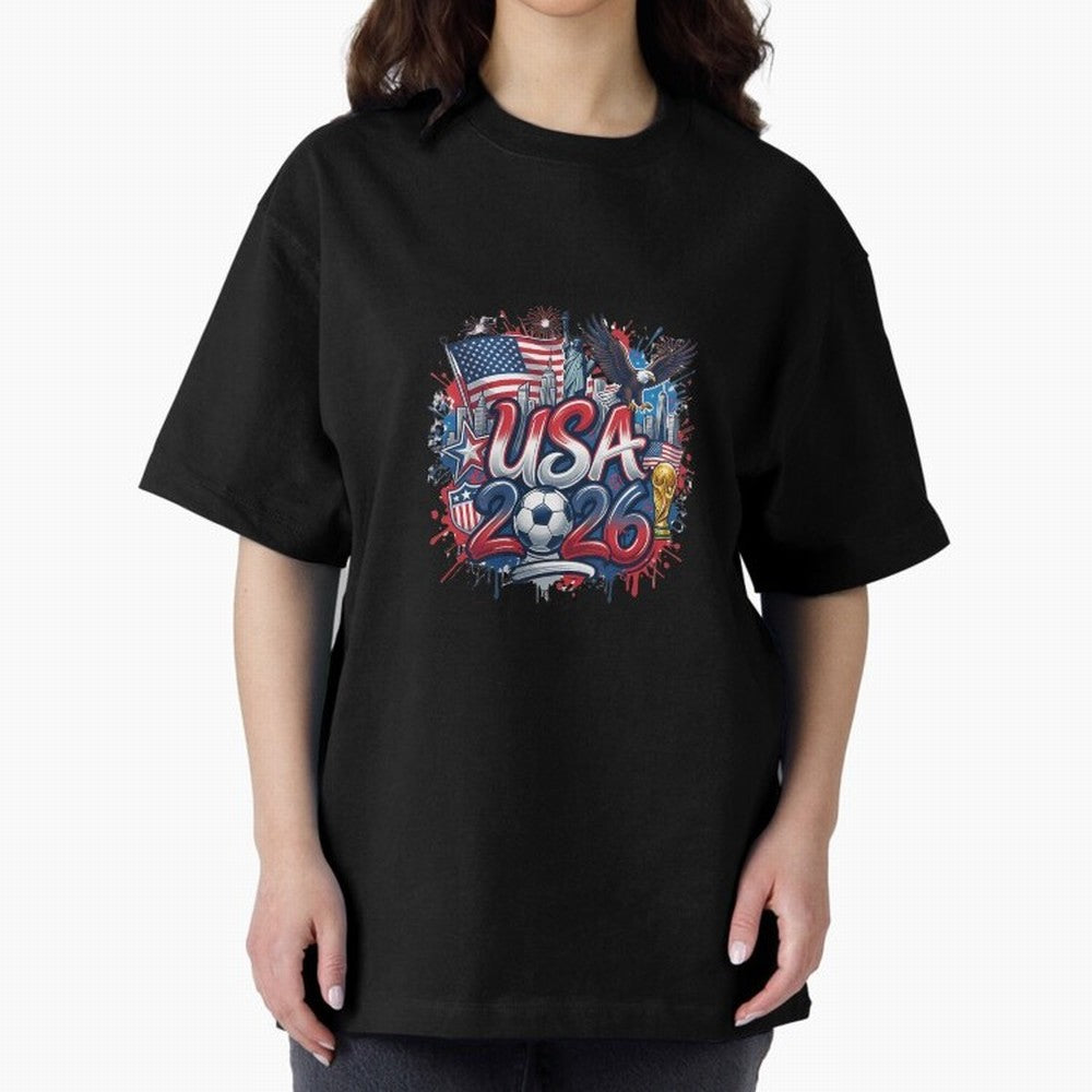 Usa World Cup 2026 Football Legacy Oversized T-Shirt Feel the Trophy Chase of Global Football Passion for FIFA World Cup 2026 USA Canada Mexico, Capturing Haaland, Portugal, Spain and Germany, Match Day Excitement, Supporter Culture, Golden Goals