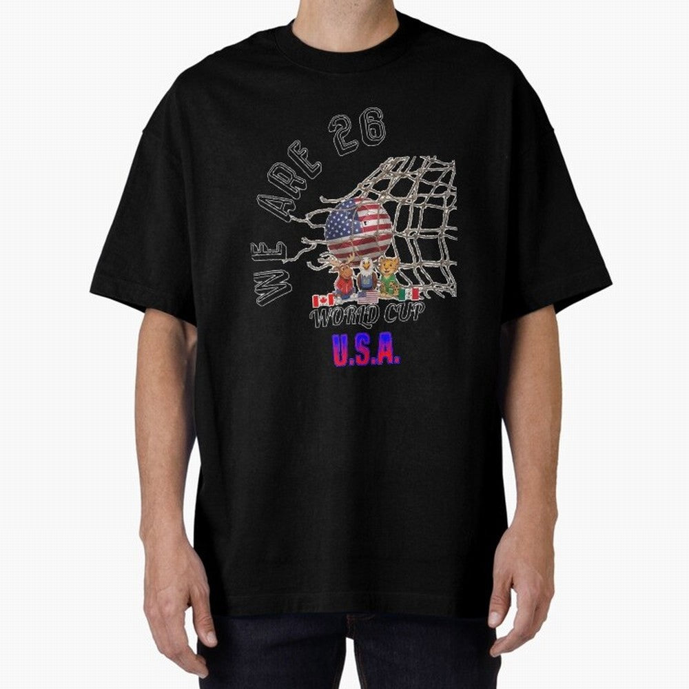 World cup 26 - USA Oversized T-Shirt Show Support during the FIFA World Cup 2026 Group Stage Journey through Messi and Cristiano Ronaldo Highlights, Brazil Pride, Match Day Excitement, Supporter Culture, Golden Goals and Global Football Passion;
