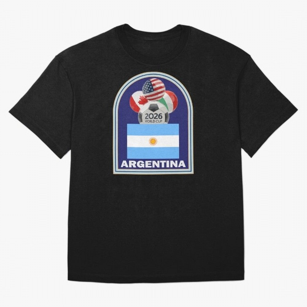 Argentina 2026 Soccer T-shirt Oversized T-Shirt Capture FIFA World Cup 2026 Group Stage for Fans of Haaland and Spain and Netherlands, Bringing Vintage Soccer Flavor, Modern Football Stars, National Flags and Final Night Emotion; Ideal for Fans Who