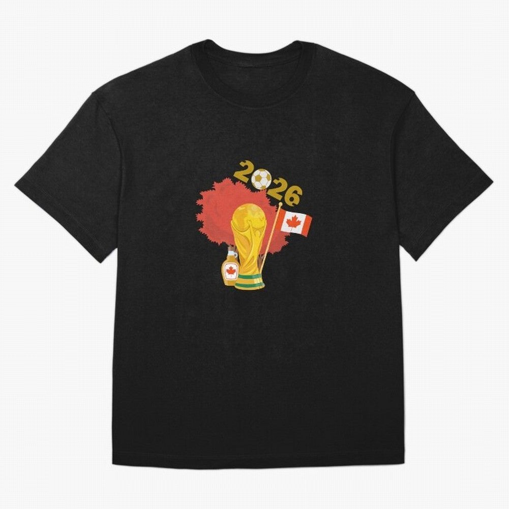 Canada 2026 Football Championship Golden Oversized T-Shirt Relive Global Football Passion for FIFA World Cup 2026, Filled with Mbappe, Germany, Retro Football Energy, Iconic Rivalries, Trophy Chase Drama and Stadium Atmosphere; Great for Watch