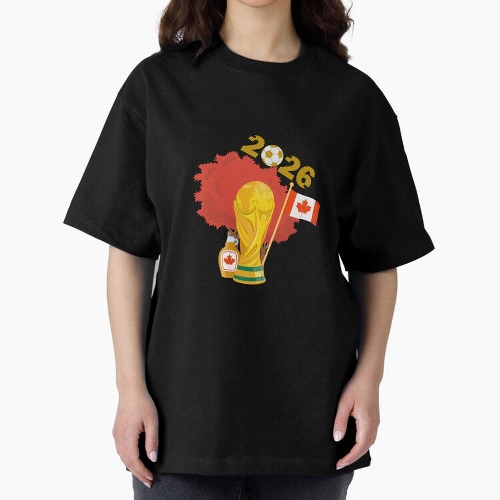Canada 2026 Football Championship Golden Oversized T-Shirt Relive Global Football Passion for FIFA World Cup 2026, Filled with Mbappe, Germany, Retro Football Energy, Iconic Rivalries, Trophy Chase Drama and Stadium Atmosphere; Great for Watch