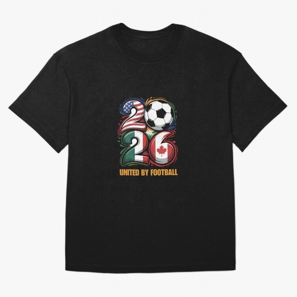 United By Football Soccer Fan Gear 2026 Oversized T-Shirt Join Supporters Worldwide for FIFA World Cup 2026 Driven by CR7 and Messi, Argentina, France and Brazil Energy, Classic Soccer Heritage, Championship Pressure, Fan Loyalty and International