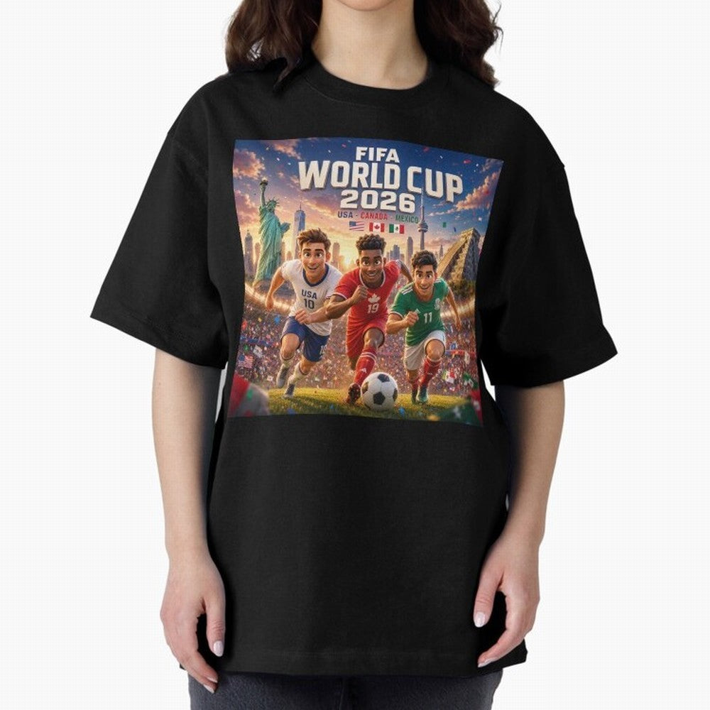 ? USA Canada Mexico Football 2026 #football 2026 Oversized T-Shirt Honor Champions and Dreams in Global Football Passion for FIFA World Cup 2026, Highlighting Messi, CR7 and Mbappe, Argentina, Tournament Hype, Historic Matchups, Family Viewing