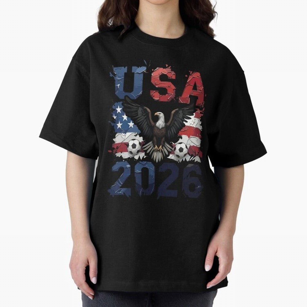 USA 2026 Soccer Eagle - World Cup Football Oversized T-Shirt Celebrate Golden Goal Energy in FIFA World Cup 2026 Spirit, Celebrating Brazil, Neymar, Haaland and Cristiano Ronaldo, Supporter Pride, Iconic Celebrations, Legendary Names and Global
